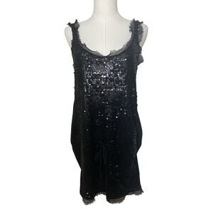 Magaschoni Front Sequin Draw String Mini Dress / Tank Top